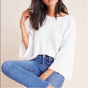 Maeve White Textured Blouse